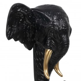 Statua Decorativa Nero Dorato Elefante 20,5 x 14,3 x 35,5 cm
