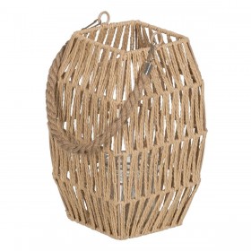 Lanterna Portacandele Lanterna Beige Metallo Carta Cristallo 16,5 x 16,5 x 25,5 cm
