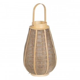 Lanterna Portacandele Lanterna Beige Naturale Juta Cristallo 26 x 26 x 41 cm