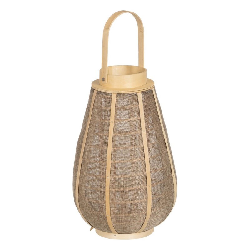 Lanterna Portacandele Lanterna Beige Naturale Juta Cristallo 26 x 26 x 41 cm