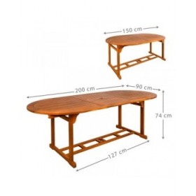 Tavolo Allungabile Aktive 200 x 74 x 90 cm Legno di acacia