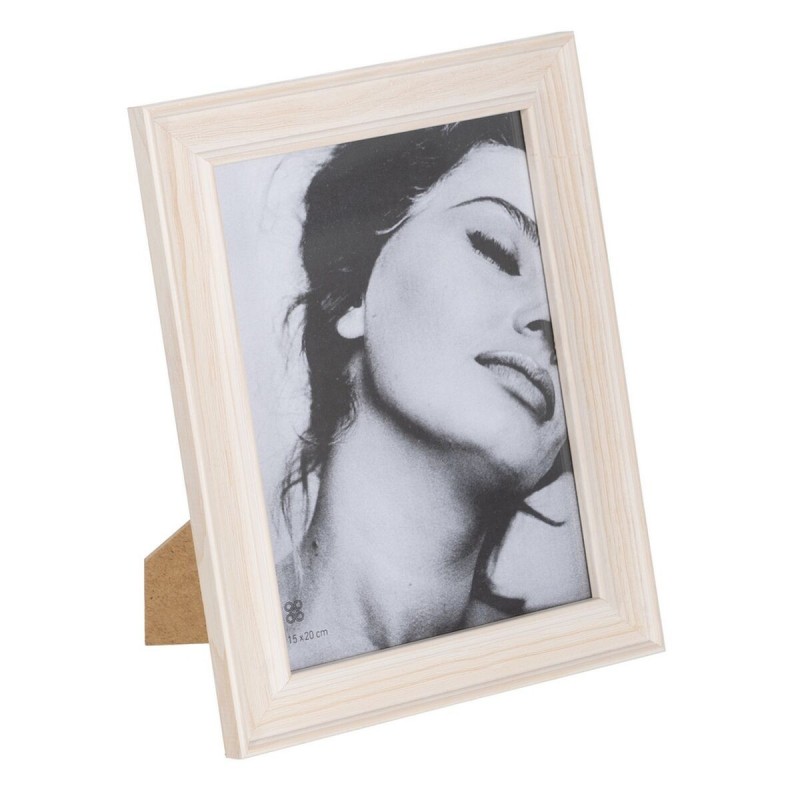 Cornice Portafoto Bianco Marrone Chiaro Legno Cristallo 20 x 2 x 25 cm
