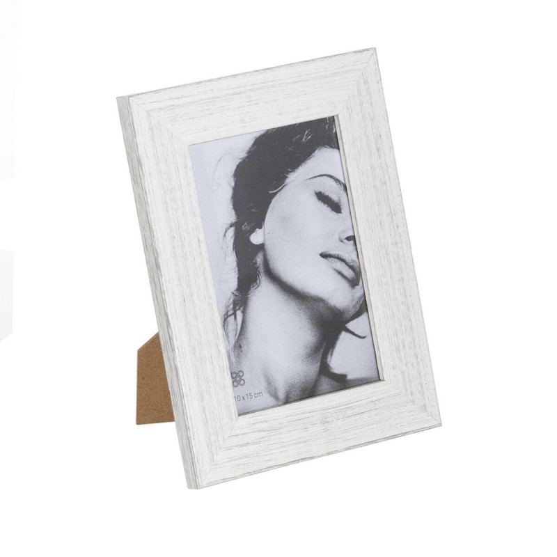 Cornice Portafoto Bianco Grigio Legno Cristallo 15 x 1 x 20 cm