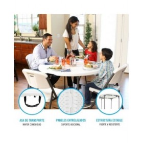 Tavolo Pieghevole Lifetime Bianco 122 x 73,5 x 122 cm Acciaio Plastica