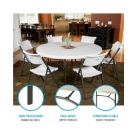 Tavolo aggiuntivo Lifetime Crema 152 x 74 x 152 cm Acciaio Plastica