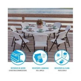 Tavolo aggiuntivo Lifetime Crema 152 x 74 x 152 cm Acciaio Plastica