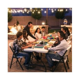 Tavolo Pieghevole Lifetime Bianco Acciaio Plastica 182 x 73,5 x 76 cm
