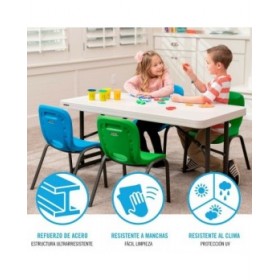 Tavolo Pieghevole Lifetime Crema 122 x 86 x 61 cm Acciaio Plastica
