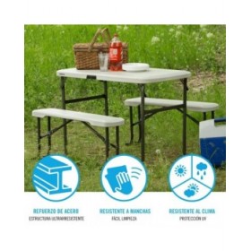 Tavolo Pieghevole Lifetime Crema 106,5 x 73,5 x 61 cm Acciaio Plastica