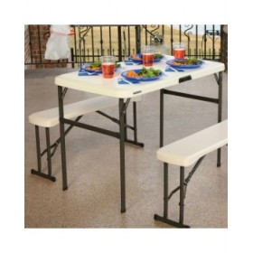 Tavolo Pieghevole Lifetime Crema 106,5 x 73,5 x 61 cm Acciaio Plastica