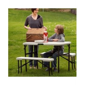 Tavolo Pieghevole Lifetime Crema 106,5 x 73,5 x 61 cm Acciaio Plastica