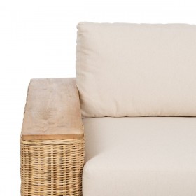Divano da Giardino Naturale Legno di mango Foam Fibra naturale 198 x 88 x 67 cm