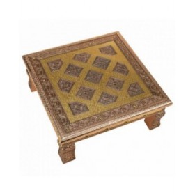 Tavolo aggiuntivo Alexandra House Living Rame Alluminio Legno MDF 38 x 14 x 38 cm