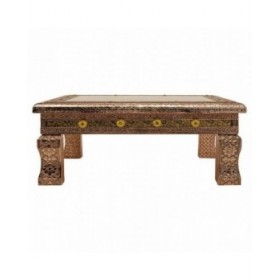 Tavolo aggiuntivo Alexandra House Living Rame Alluminio Legno MDF 38 x 14 x 38 cm