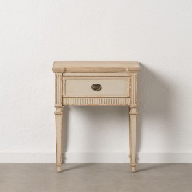 Comodino Crema Naturale Legno di abete Legno MDF 56 x 36 x 68 cm