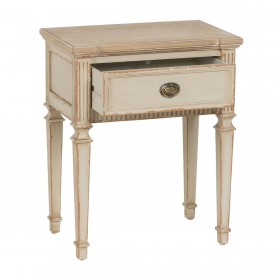Comodino Crema Naturale Legno di abete Legno MDF 56 x 36 x 68 cm