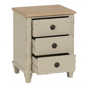 Comodino Crema Naturale Legno di abete Legno MDF 48 x 36 x 61 cm