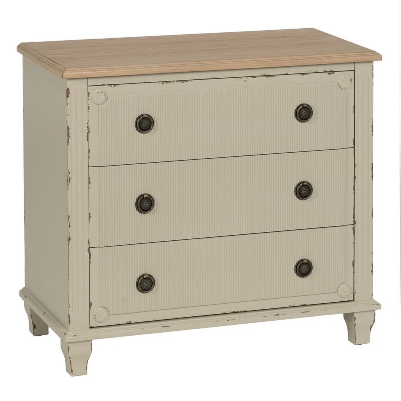 Cassettiera Crema Naturale Legno di abete Legno MDF 80 x 38 x 73 cm