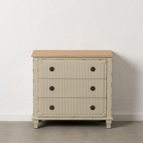 Cassettiera Crema Naturale Legno di abete Legno MDF 80 x 38 x 73 cm