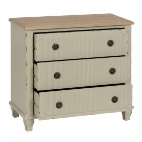Cassettiera Crema Naturale Legno di abete Legno MDF 80 x 38 x 73 cm