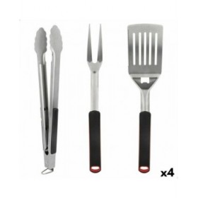 Set Utensili da Barbecue Aktive 3 Pezzi Barbecue Acciaio inossidabile 9 x 41 x 5 cm (4 Unità)