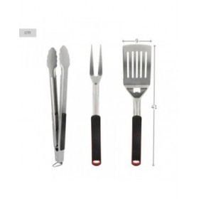 Set Utensili da Barbecue Aktive 3 Pezzi Barbecue Acciaio inossidabile 9 x 41 x 5 cm (4 Unità)