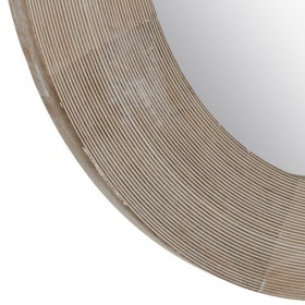 Specchio da parete Bianco Naturale Cristallo Legno di mango Legno MDF Verticale Rotondo 91,5 x 3,8 x 91,5 cm