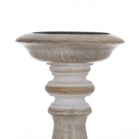 Candelabro Bianco Naturale Ferro Legno di mango 14 x 14 x 38 cm