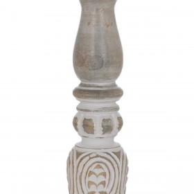 Candelabro Bianco Naturale Ferro Legno di mango 14 x 14 x 38 cm