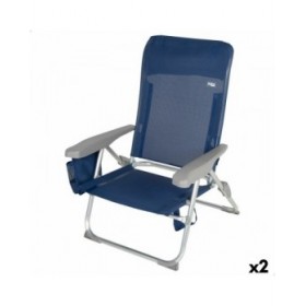 Sedia da Spiaggia Aktive Slim Pieghevole Blu Marino 47 x 87 x 58 cm (2 Unità)