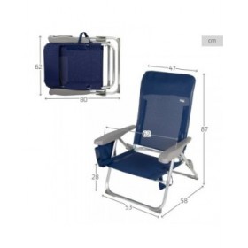 Sedia da Spiaggia Aktive Slim Pieghevole Blu Marino 47 x 87 x 58 cm (2 Unità)