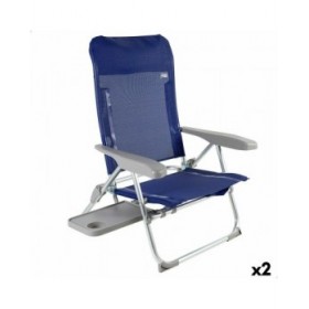 Sedia da Spiaggia Aktive Slim Pieghevole Blu Marino 47 x 89 x 57 cm (2 Unità)