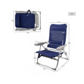 Sedia da Spiaggia Aktive Slim Pieghevole Blu Marino 47 x 89 x 57 cm (2 Unità)
