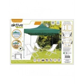 Gazebo Aktive Pieghevole Altezza regolabile Acciaio Poliestere 420D Oxford Verde 300 x 320 x 300 cm
