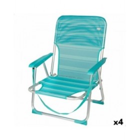 Sedia da Spiaggia Aktive Turchese 44 x 72 x 35 cm Alluminio Pieghevole (4 Unità)