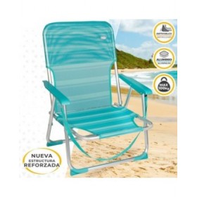Sedia da Spiaggia Aktive Turchese 44 x 72 x 35 cm Alluminio Pieghevole (4 Unità)