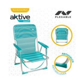 Sedia da Spiaggia Aktive Turchese 44 x 72 x 35 cm Alluminio Pieghevole (4 Unità)