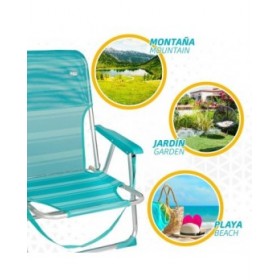 Sedia da Spiaggia Aktive Turchese 44 x 72 x 35 cm Alluminio Pieghevole (4 Unità)