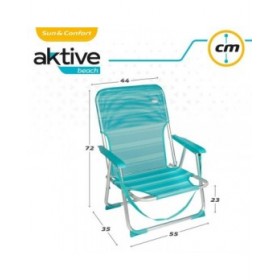 Sedia da Spiaggia Aktive Turchese 44 x 72 x 35 cm Alluminio Pieghevole (4 Unità)