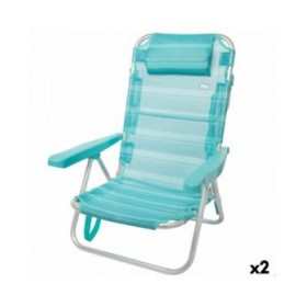 Sedia da Spiaggia Aktive Pieghevole Turchese 48 x 84 x 46 cm (2 Unità)