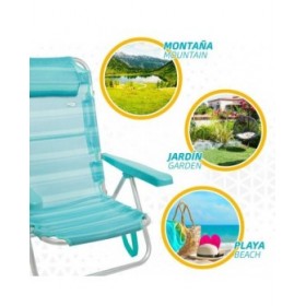 Sedia da Spiaggia Aktive Pieghevole Turchese 48 x 84 x 46 cm (2 Unità)