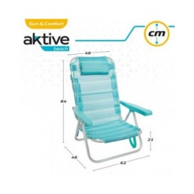 Sedia da Spiaggia Aktive Pieghevole Turchese 48 x 84 x 46 cm (2 Unità)