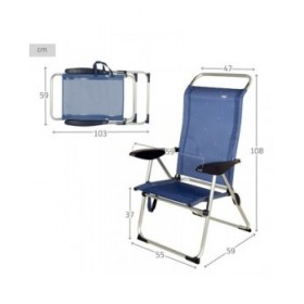 Sedia da Spiaggia Aktive Blu Marino 47 x 108 x 59 cm (2 Unità)