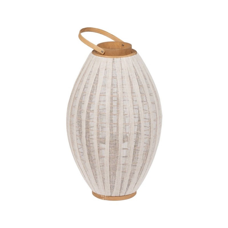 Lanterna Beige Naturale Bambù Cristallo 36 x 36 x 56 cm