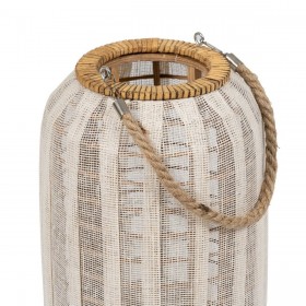 Lanterna Beige Naturale Bambù Cristallo 22 x 22 x 38 cm