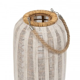 Lanterna Beige Naturale Bambù Cristallo 20 x 20 x 33 cm
