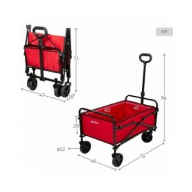 Carrello Multiuso Aktive Rosso Poliestere Acciaio 65 x 94 x 40 cm Pieghevole Spiaggia