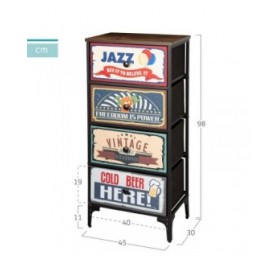 Cassettiera Max Home Vintage 45 x 98 x 30 cm