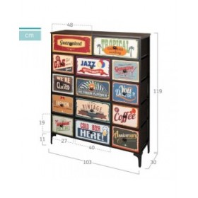 Cassettiera Max Home Vintage 103 x 119 x 30 cm