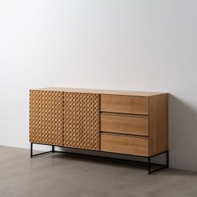 Credenza MARIGNI Nero Naturale Ferro Legno MDF 160 x 42,5 x 79 cm